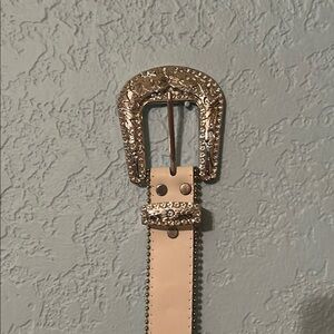 Silver and White Embellished Belt